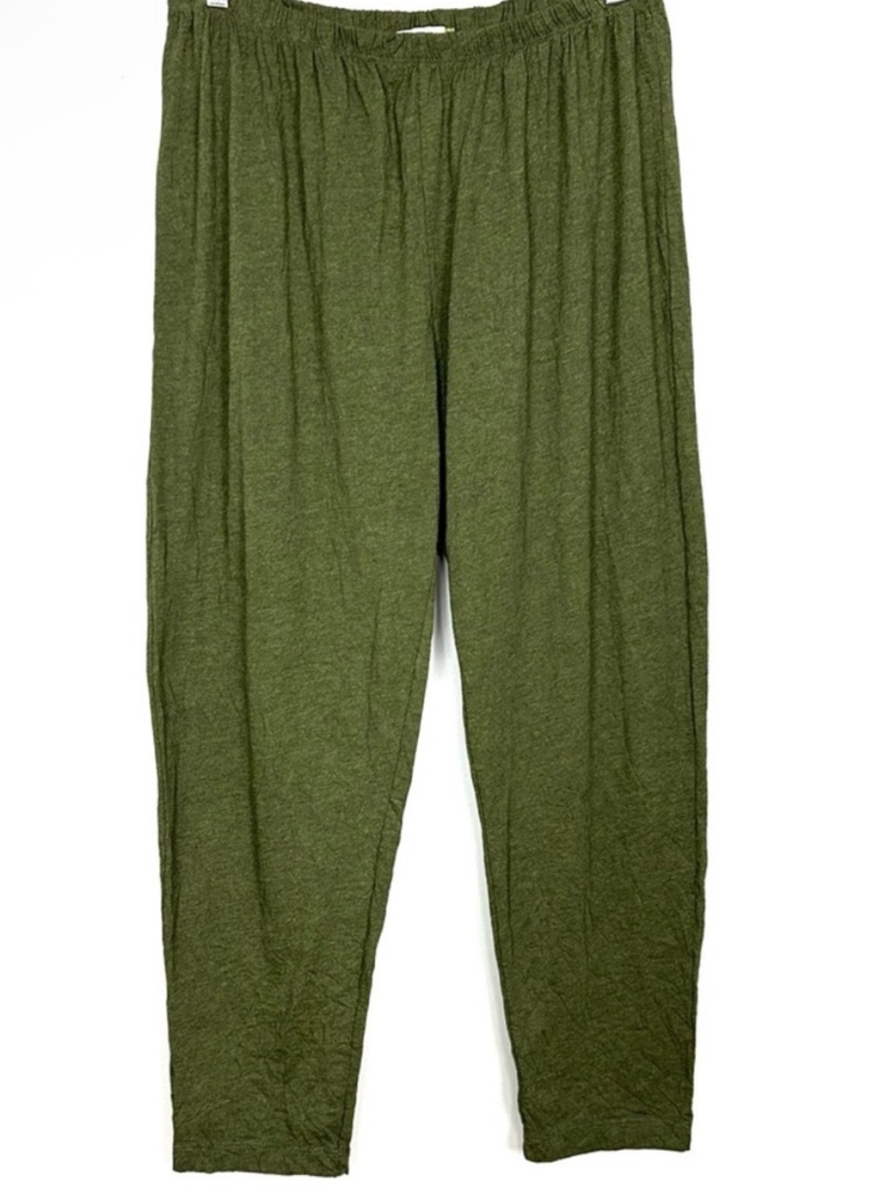 Chalet et Ceci Slim Knit Forest Green Crinkle Pants Boho Mineral Wash 1X